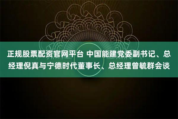 正规股票配资官网平台 中国能建党委副书记、总经理倪真与宁德时代董事长、总经理曾毓群会谈