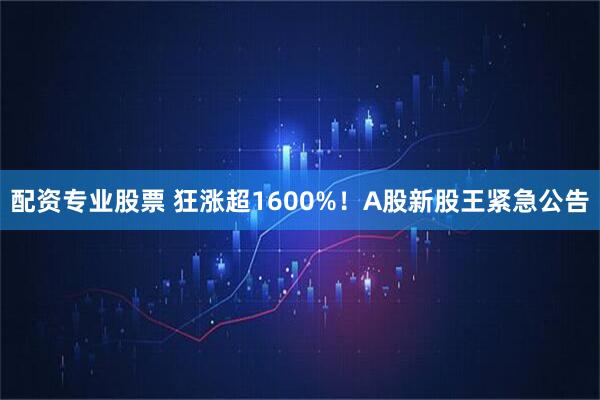 配资专业股票 狂涨超1600%！A股新股王紧急公告