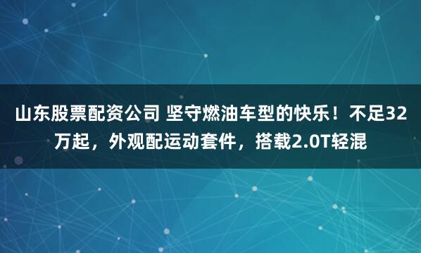 山东股票配资公司 坚守燃油车型的快乐！不足32万起，外观配运动套件，搭载2.0T轻混